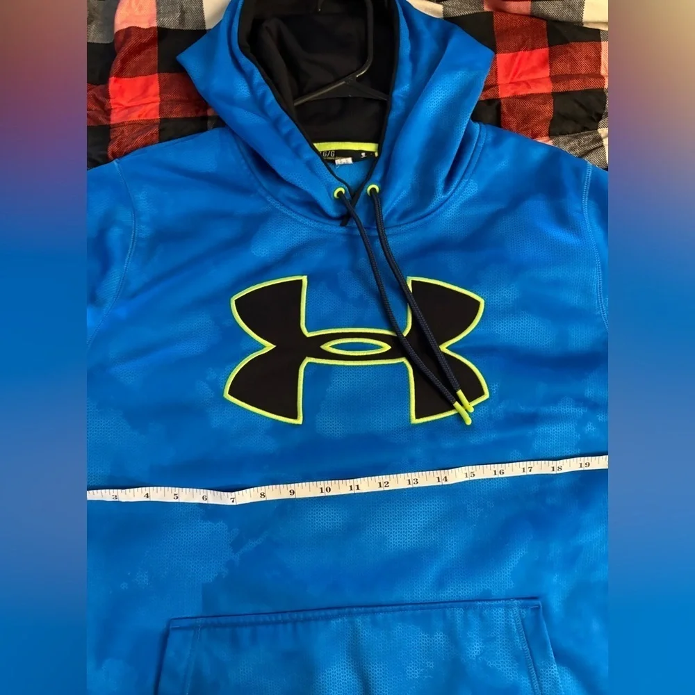 VCG- breathable performance Under Armour Electric dye Blue Hoodie   Neon Logo